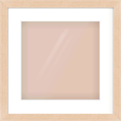 Light Oak Veneer Flat Frame for 12 × 12in artwork, with Smooth White Single Mount