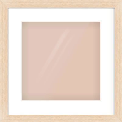 Natural Wood Flat Frame for 12 × 12in artwork, with Smooth White Single Mount