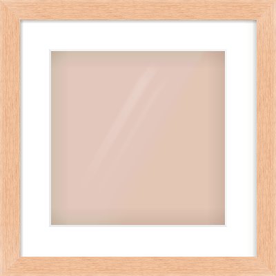 Oak Effect Flat Frame for 12 × 12in artwork, with Smooth White Single Mount