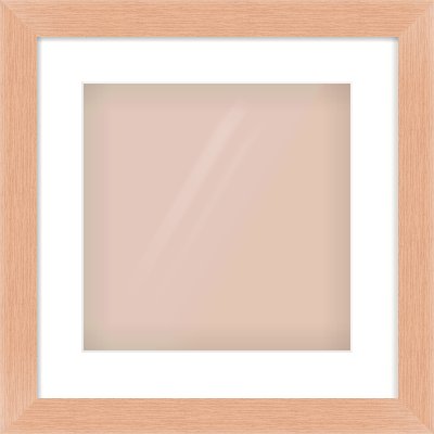 Oak Effect Flat Frame for 12 × 12in artwork, with Smooth White Single Mount