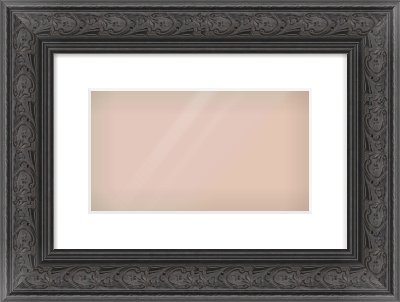 Black Spoon Frame for 32 × 18cm artwork, with Smooth White Single Mount