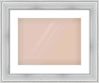 Brushed Silver Cushion Frame for 400 × 300mm artwork, with Smooth White Single Mount