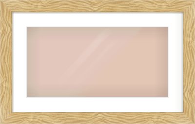 Natural Wood Flat Frame for 500 × 250mm artwork, with Smooth White Single Mount