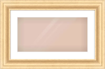 Natural Wood Scoop Frame for 500 × 250mm artwork, with Smooth White Single Mount