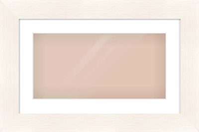 Ivory Driftwood Flat Frame for 500 × 250mm artwork, with Smooth White Single Mount