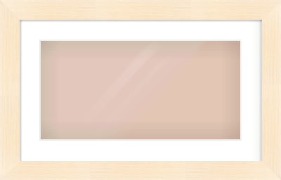 Natural Wood Flat Frame for 500 × 250mm artwork, with Smooth White Single Mount
