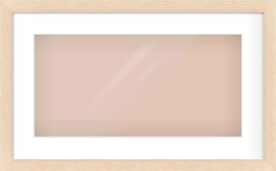 Natural Wood Flat Frame for 500 × 250mm artwork, with Smooth White Single Mount