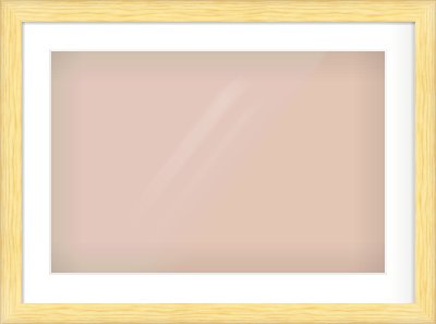 Natural Wood Cushion Frame for 600 × 400mm artwork, with Smooth White Single Mount