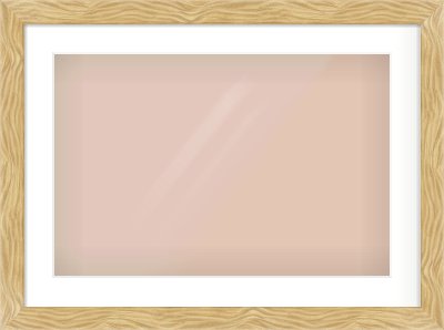 Natural Wood Flat Frame for 600 × 400mm artwork, with Smooth White Single Mount