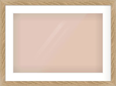 Oak Veneer Flat Frame for 600 × 400mm artwork, with Smooth White Single Mount