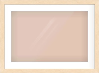 Natural wood Flat Frame for 600 × 400mm artwork, with Smooth White Single Mount