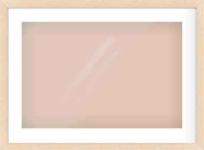 Natural Wood Flat Frame for 600 × 400mm artwork, with Smooth White Single Mount