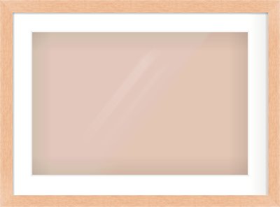 Oak Effect Flat Frame for 600 × 400mm artwork, with Smooth White Single Mount