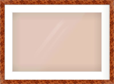 Brown Flat Frame for 600 × 400mm artwork, with Smooth White Single Mount
