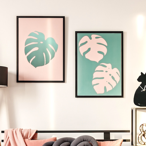Botanical posters displayed in slim frames